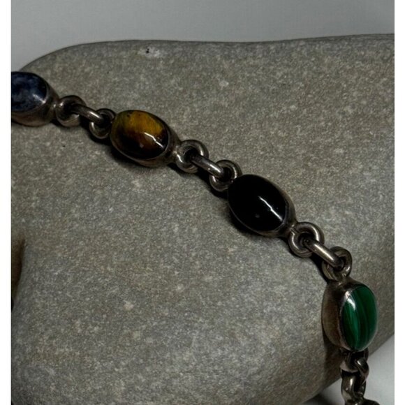 925 STERLING SILVER AGATE BRACELET - Picture 3 of 11